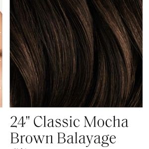 24" LUXY classic Mocha Brown Balayage 💫100%Remy human hair extensions NWT 🌈💖